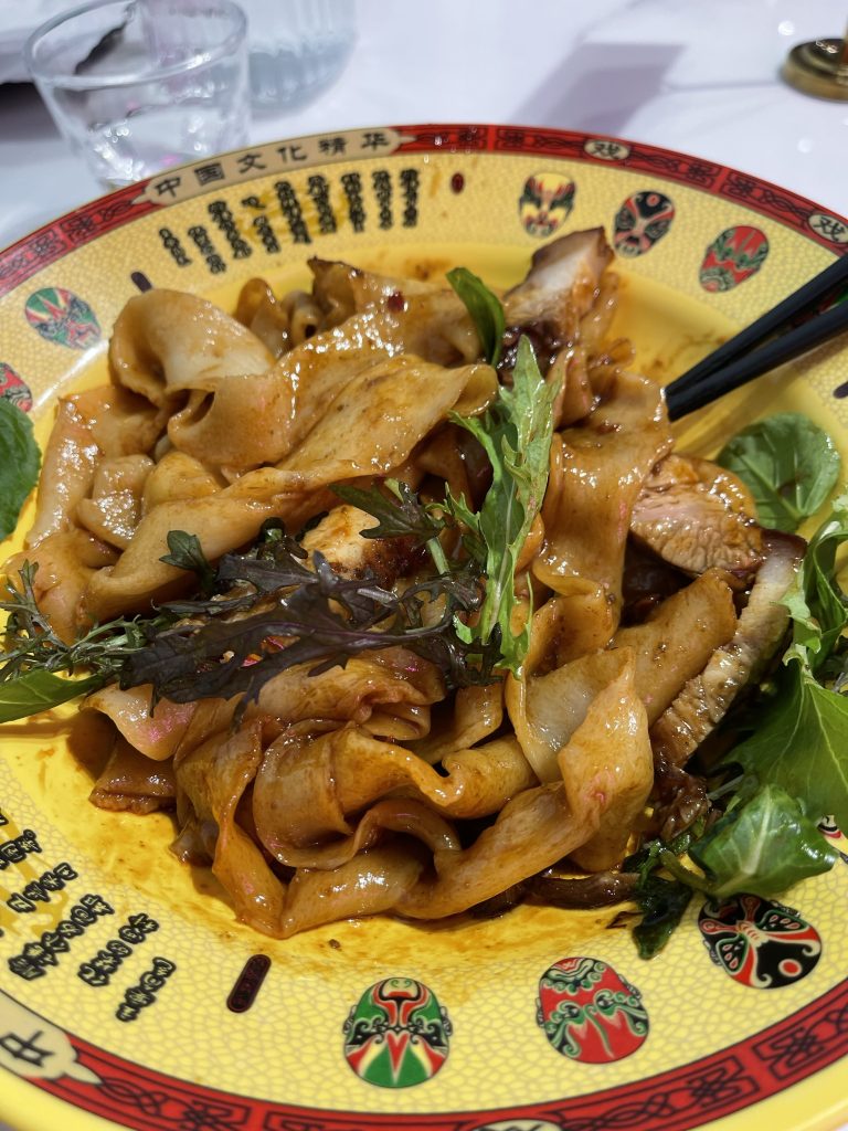 Hand pulled noodles - thick and chewy. And brilliant savoury cumin soy sauce. 